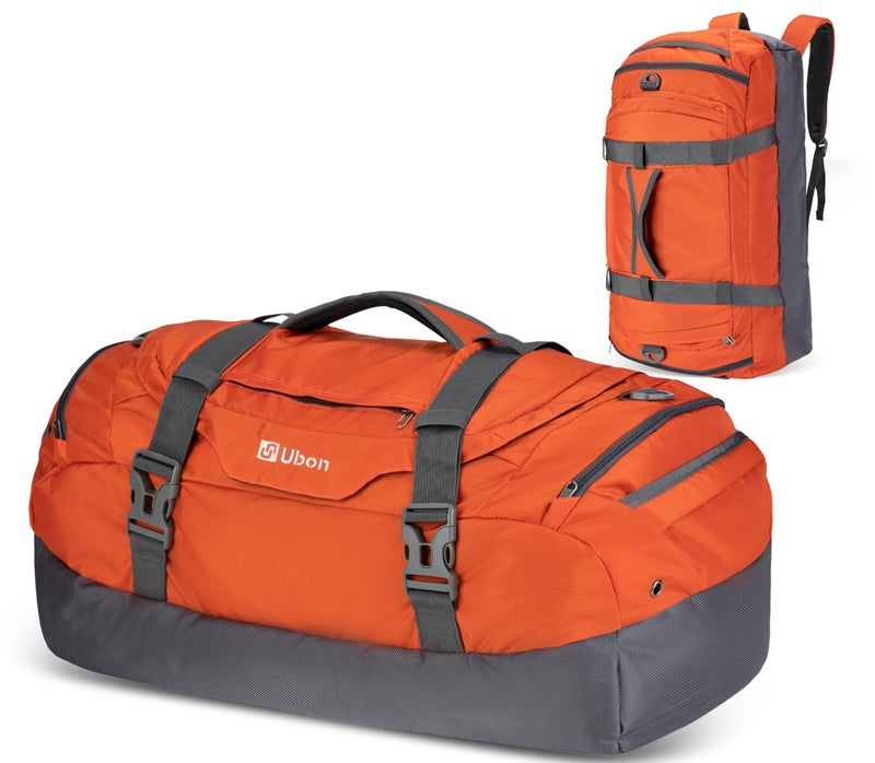 Ubon Duffel Backpack Bag Weekender Bags with Padded Straps for Travel Gym Sports (Orange,65L) - Image 1